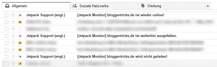 Monitor benachrichtigt Dich per E-Mail, wenn Dein Blog einmal offline sein sollte.