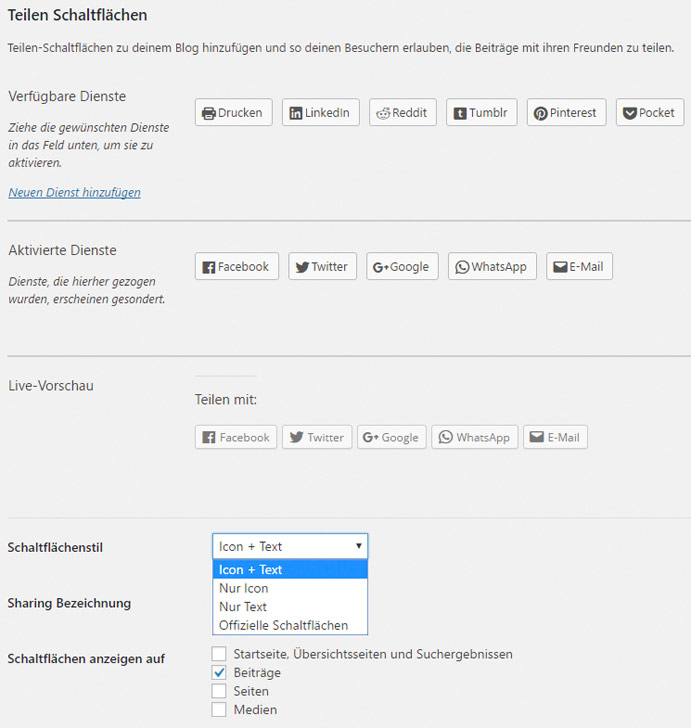 Modul „Teilen“: Social Sharing bequem einbinden