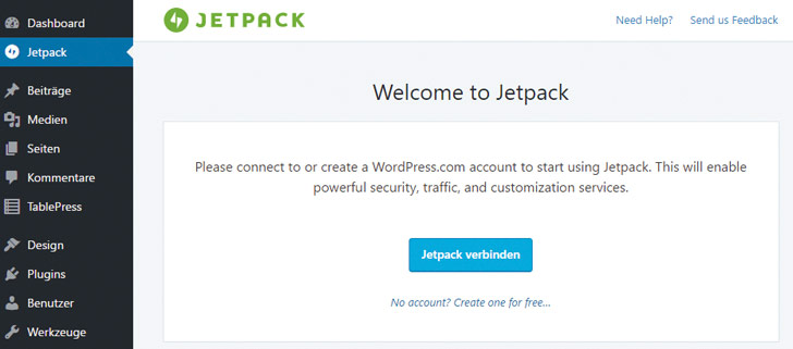 Jetpack: Ohne Verbindung zu einem WordPress.com-Account geht gar nichts