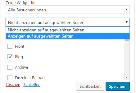Widget-Sichtbarkeit: weniger mächtig als das Plugin Widget Logic, dafür aber viel einfacher zu bedienen.