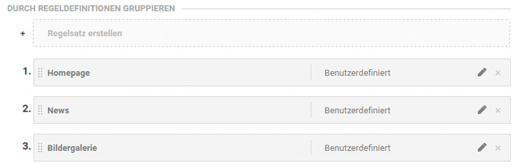 Der fertige Regelsatz in Google Analytics