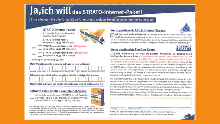 Fotokopie der Bestell-Postkarte