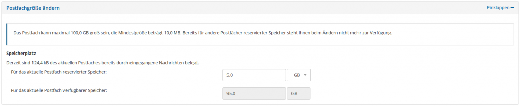 Postfachgröße ändern im STRATO Kunden-Login
