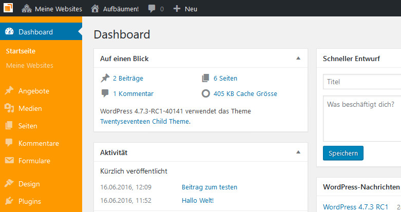 Backend mit eigenem Logo