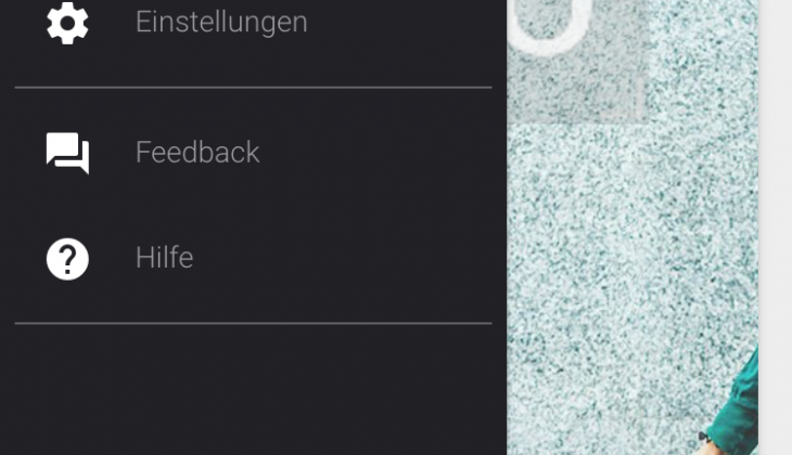 Screenshot Menü im Material Design
