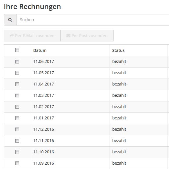 Status Rechnung Kunden-Login