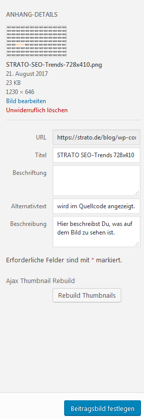Auch wichtig für SEO: Alternativtext und Bildbeschreibung
