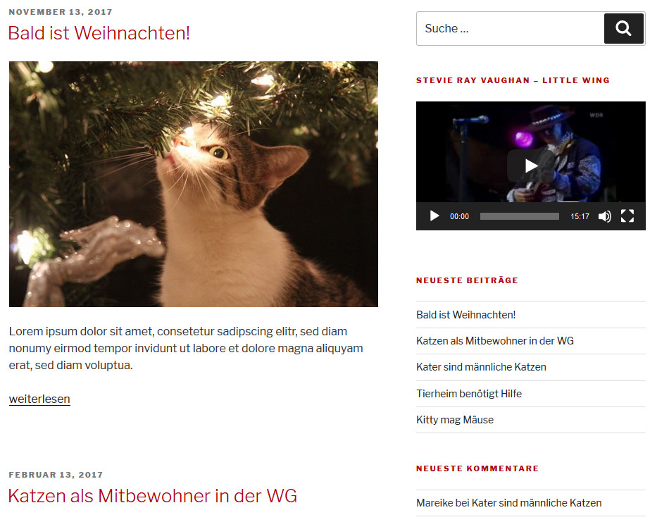 Screenshot rote Überschriften
