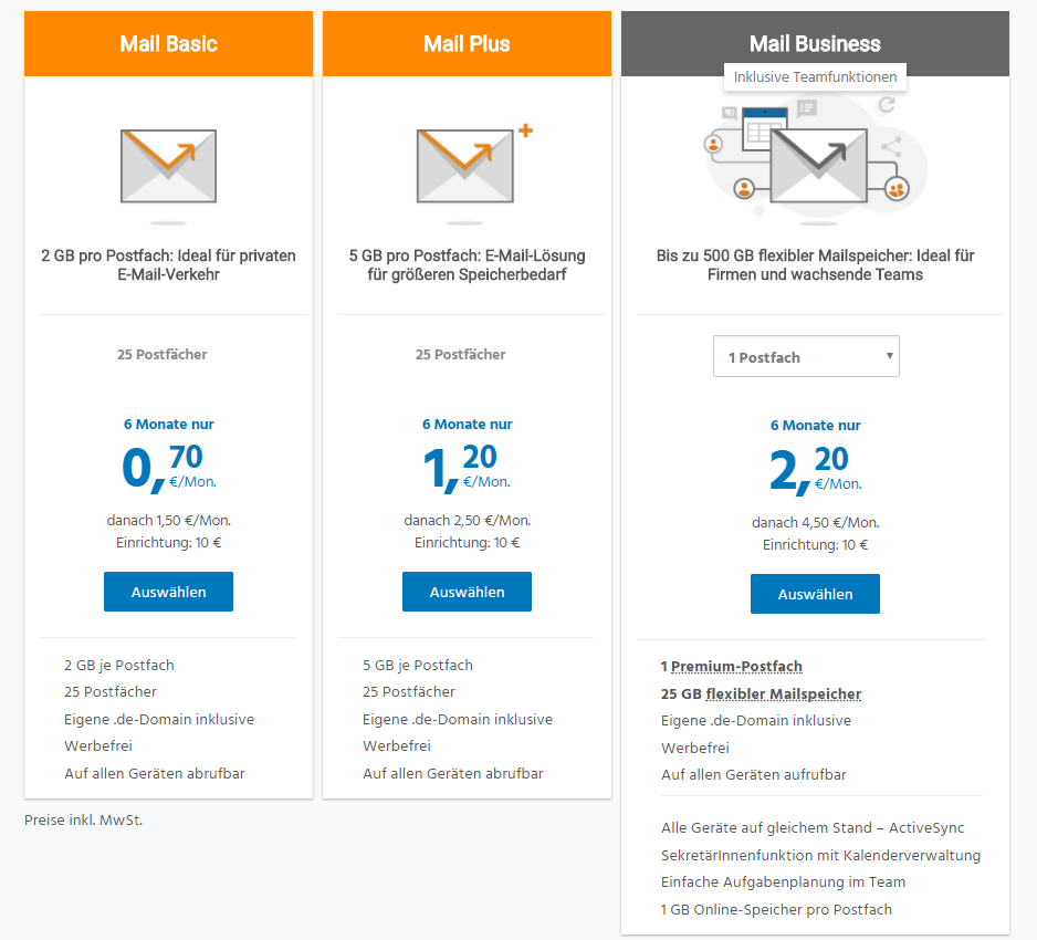 STRATO Webmail Pakete inkl. Use Case