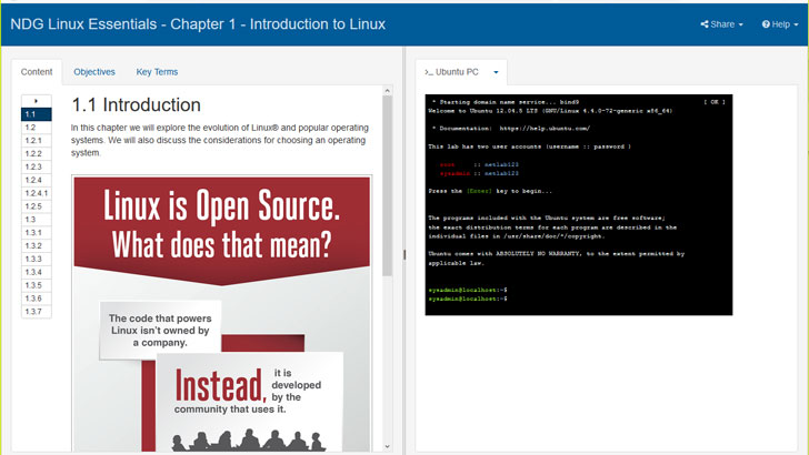 Screenshot der E-Learning-Plattform.