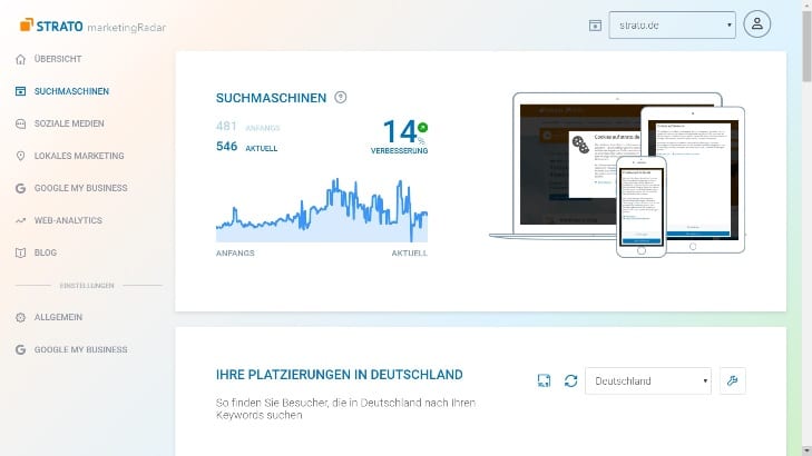Zweiter Screenshot marketingRadar von STRATO