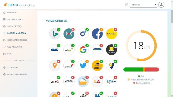Dritter Screenshot STRATO marketingRadar