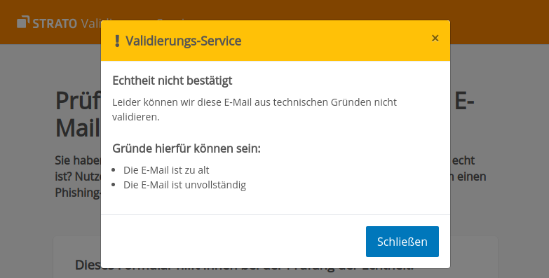 Meldung: Echtheit nicht bestätigt