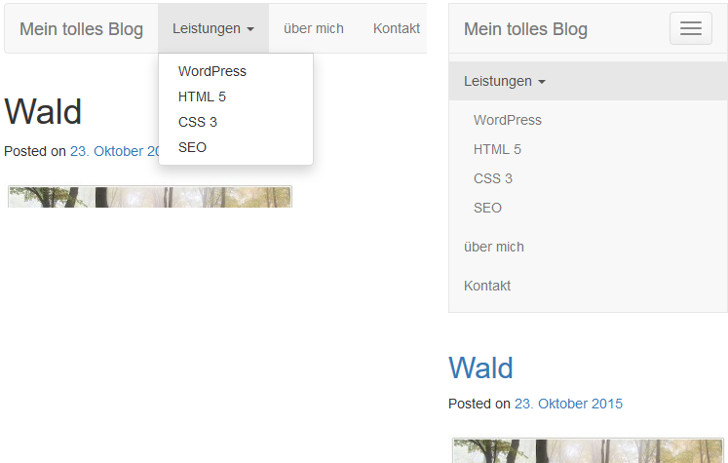 Bootstrap Menü in WordPress