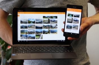 Die neue HiDrive Universal App hier auf dem Tablet (links) und dem Windows Phone (rechts) 