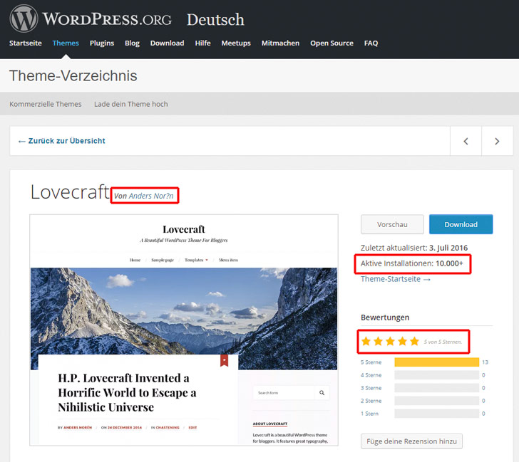 Das Theme-Verzeichnis von WordPress verrät schon einiges über die Qualität eines Themes.