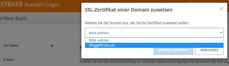So weist Du das SSL-Zertifikat Deiner Blog-Domain zu.