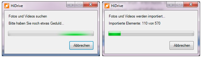 Screenshot Dateisuche und Import