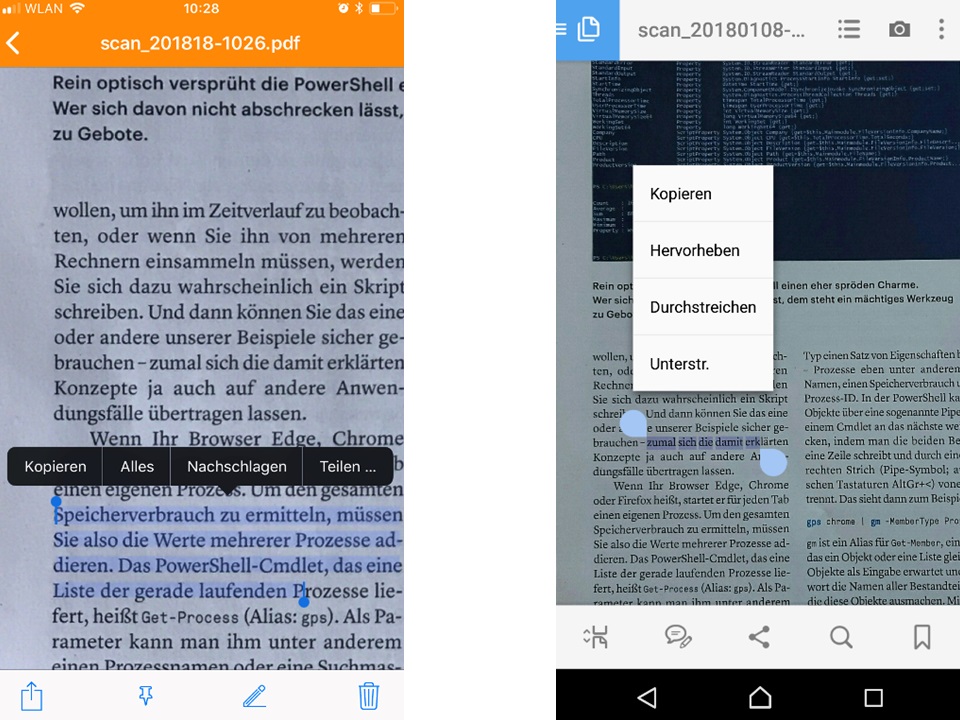 Screenshot Texterkennung