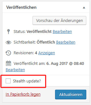 Änderung des Beitragsdatums mit Stealth Update verhindern