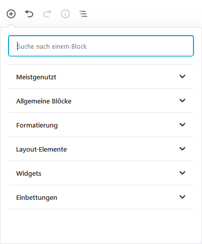 WP 5.0 Block-Kategorien