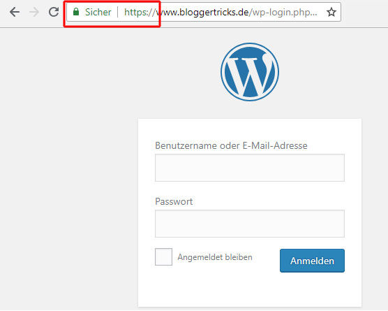 Der Login bei WordPress findet sinnvollerweise nur über eine SSL-Verbindung statt.