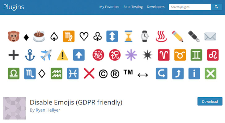 Disable Emojis WordPress Plugin