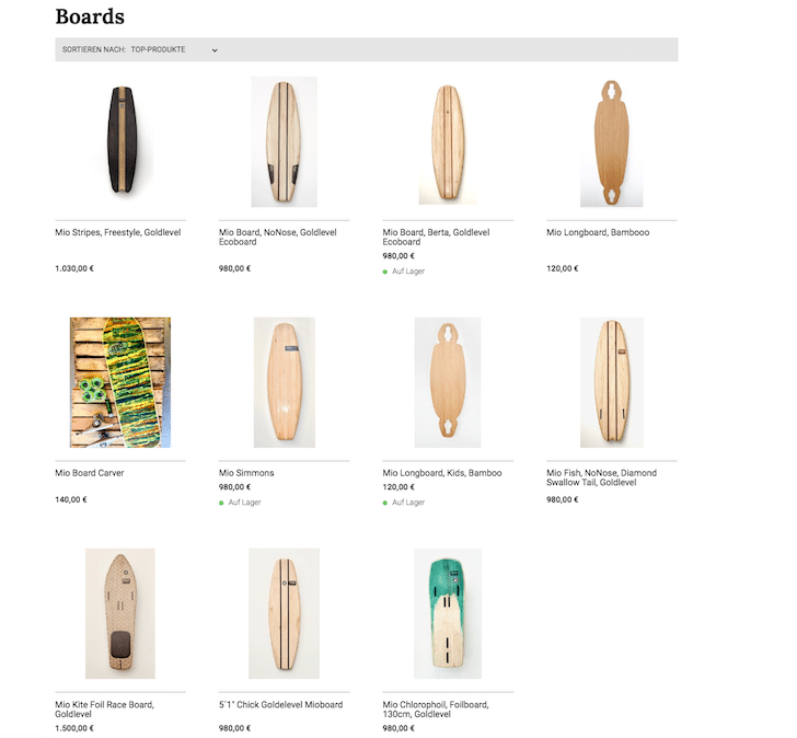 STRATO webshop: Mioboards, productpagina