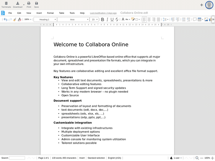 Voor gebruikers werkt Collabora als een Office-programma direct in de browser. 
