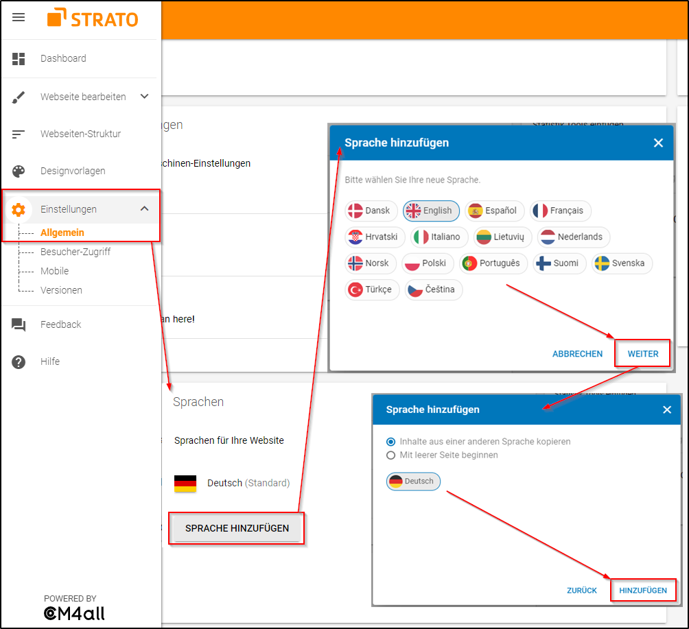 HomepageBaukasten Website mehrsprachig machen STRATO