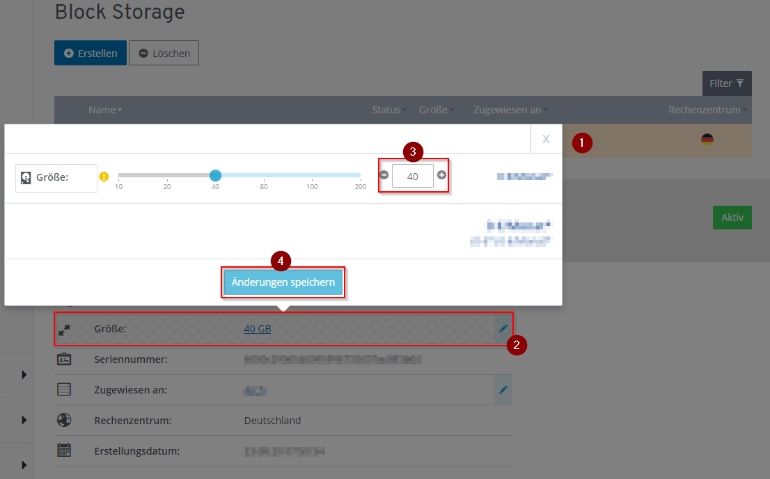 Gr e Des Block Storage Anpassen STRATO